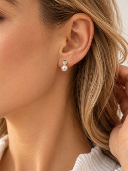 Kolczyki Nomination Italy Pearls Loop z perłą typu shell srebrne pozłacane kropkad.jpg